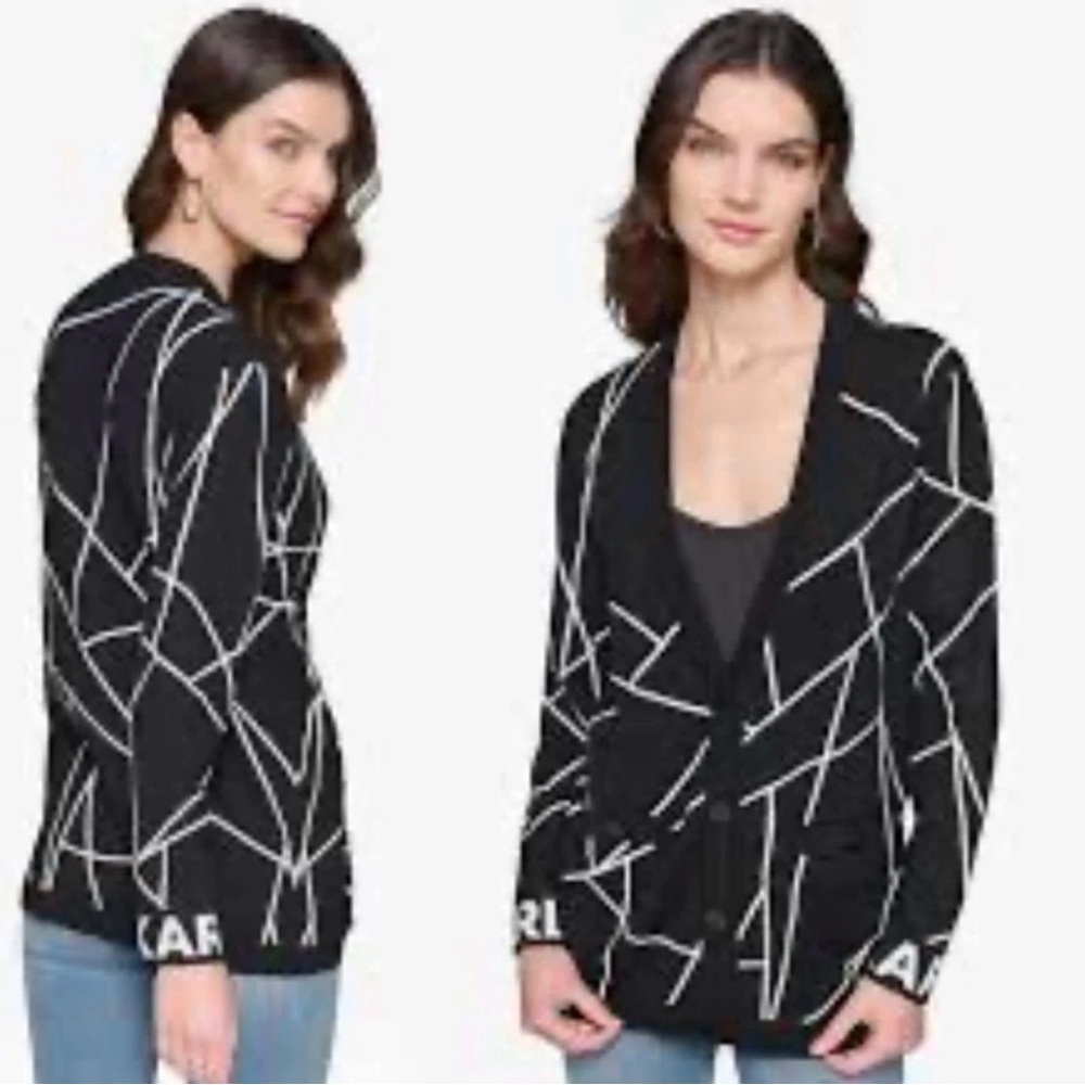 Karl Lagerfeld Paris Cardigan Sweater Black & White Women’s Small NWT